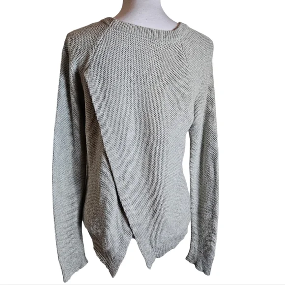 Madewell Province Light Gray Knit Cross-Back Sweater Sz S Crewneck Fall Casual - Picture 7 of 16